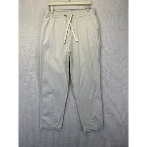 Zara Women's Beige Linen Blend Drawstring‎ Waist Casual Pants Size L